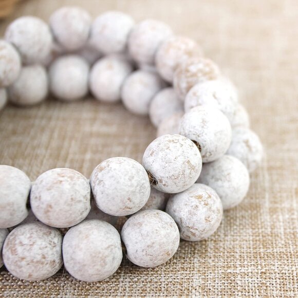 Wood Bead Garland Farmhouse Beads with Tassels,Farmhouse Tassel Garland Country - Picture 5 of 6